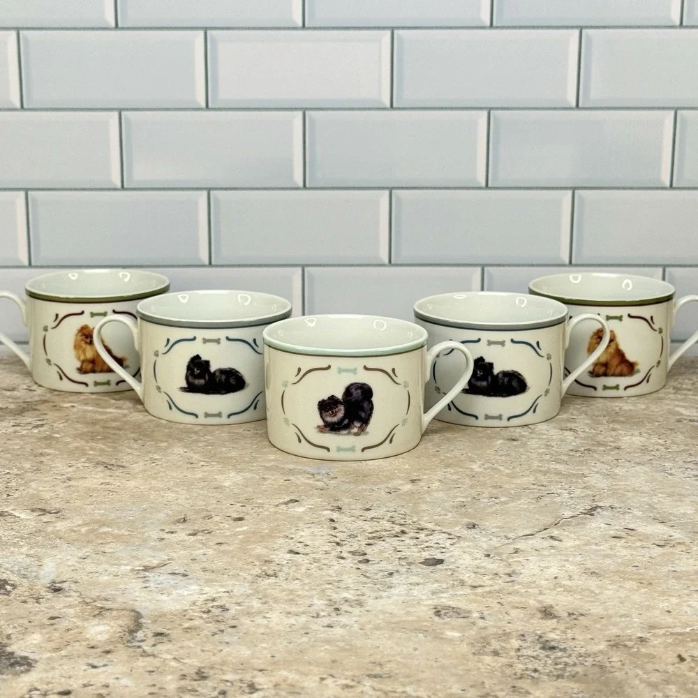 Danbury Mint Pomeranian Collection Coffee Tea Mugs Lot Of 9